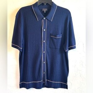 NWOT Todd Snyder Navy Blue Silk/Cotton Preppy Casual Polo Sweater Shirt Sz M